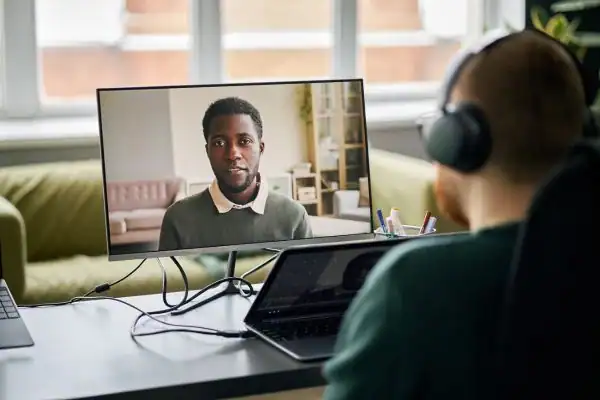 Man attending online mediation Dorset MIAMS session